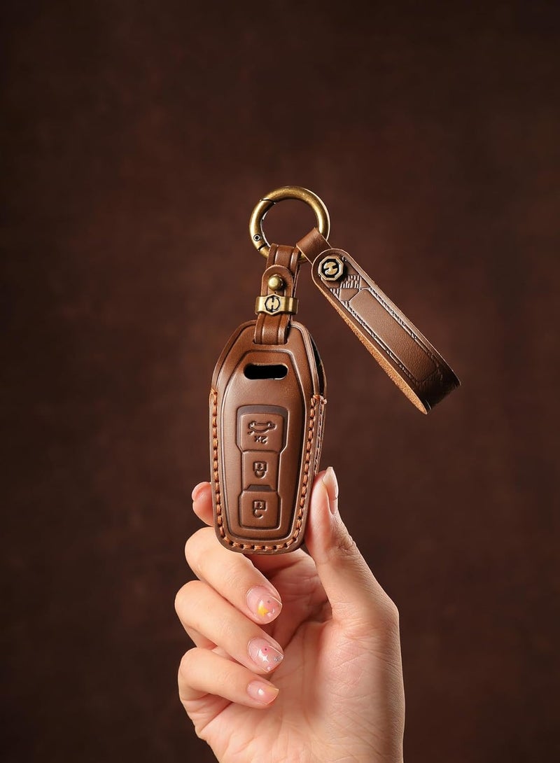 ontto Handmade Cowhide Car Key Cover for Audi 2025 A5 S5 A6 Q5 SQ5 Q6 SQ6 - Image 3