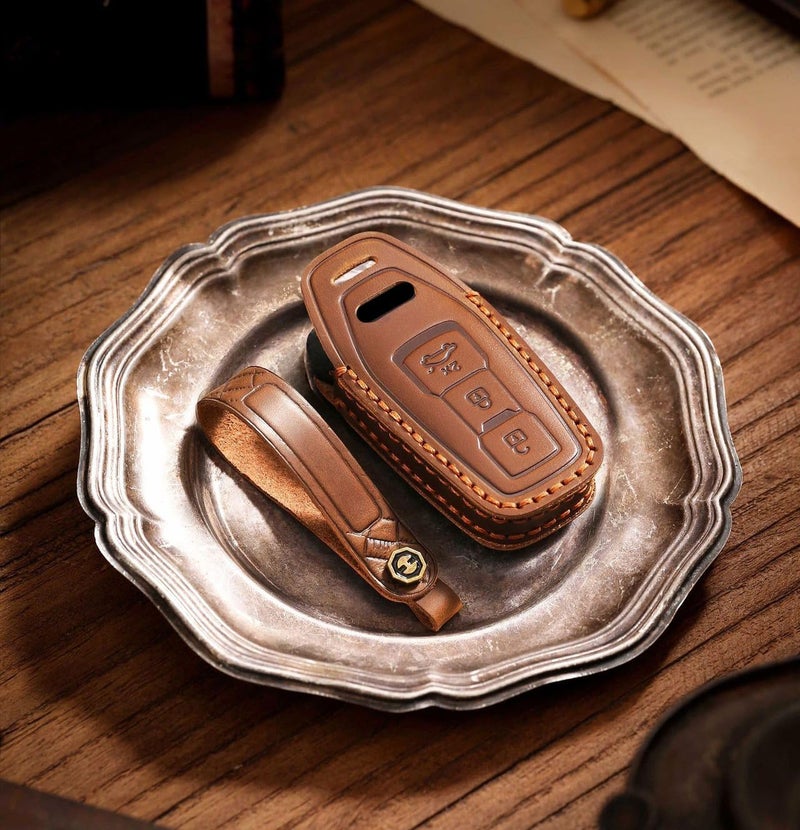 ontto Handmade Cowhide Car Key Cover for Audi 2025 A5 S5 A6 Q5 SQ5 Q6 SQ6 - Image 4