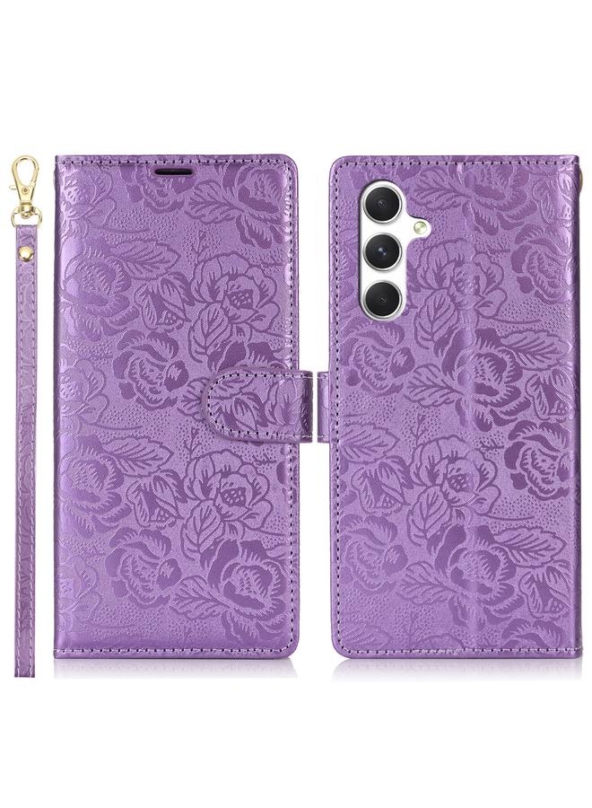 اس-توب جراب هاتف جلدي مطبوع عليه زهور الفاوانيا لهاتف Samsung Galaxy A35 5G - Image 2