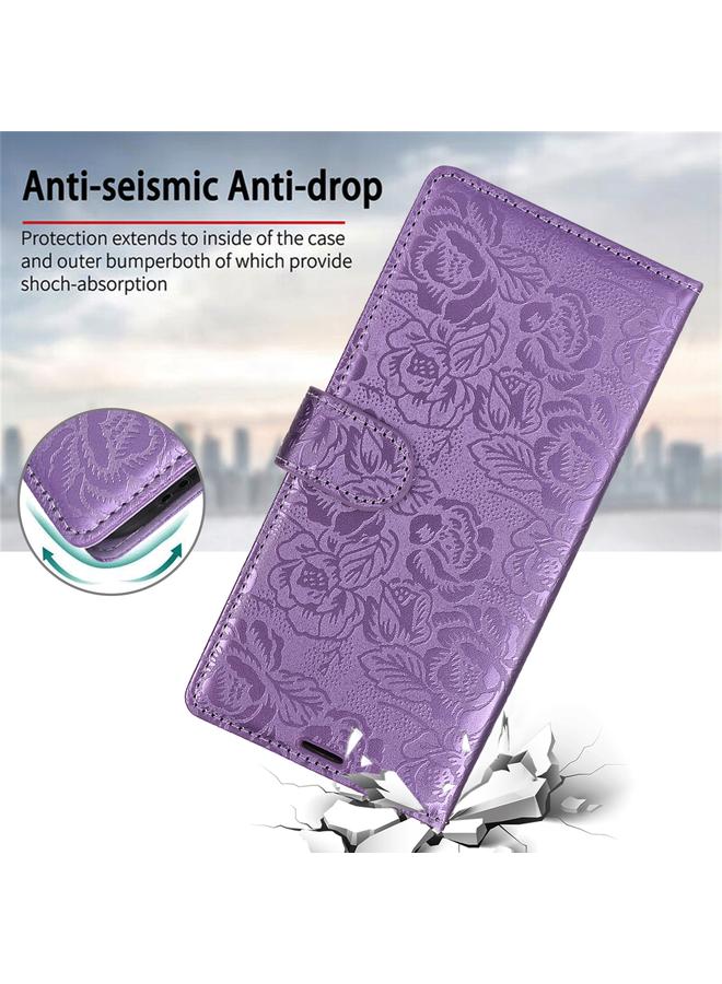 اس-توب جراب هاتف جلدي مطبوع عليه زهور الفاوانيا لهاتف Samsung Galaxy A35 5G - Image 4