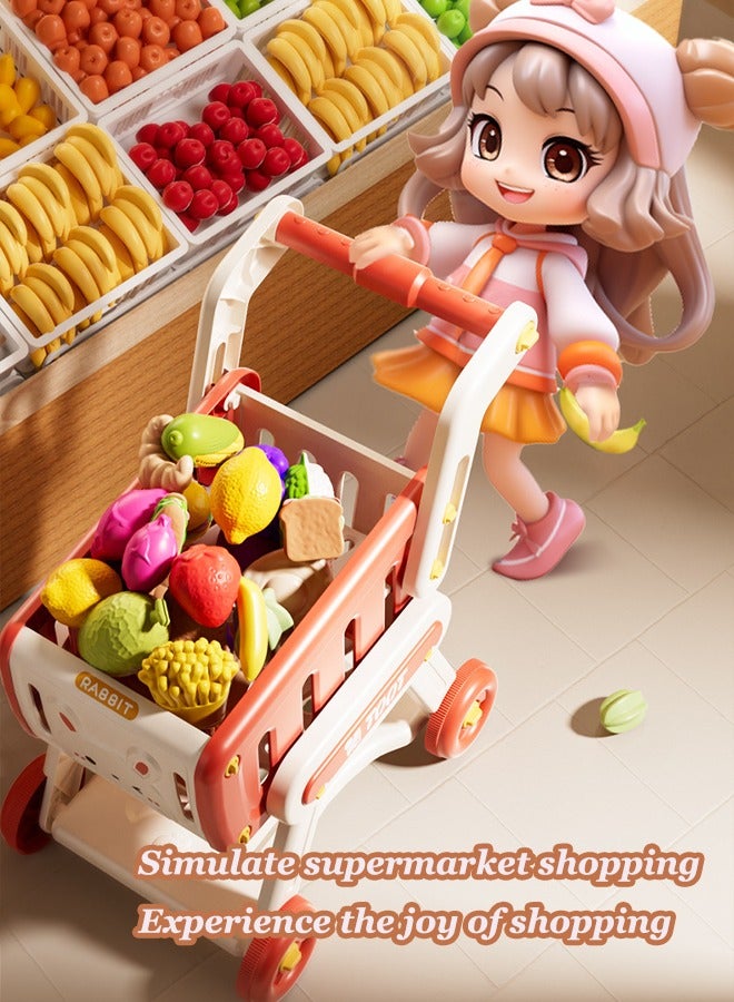 Simulated shopping cart toys, Children's handcart shopping toys, Simulated shopping cart, Fun accessories, Fruits and Vegetables, Snack box, Role playing toys, Children's toys (purple)  - Image 3