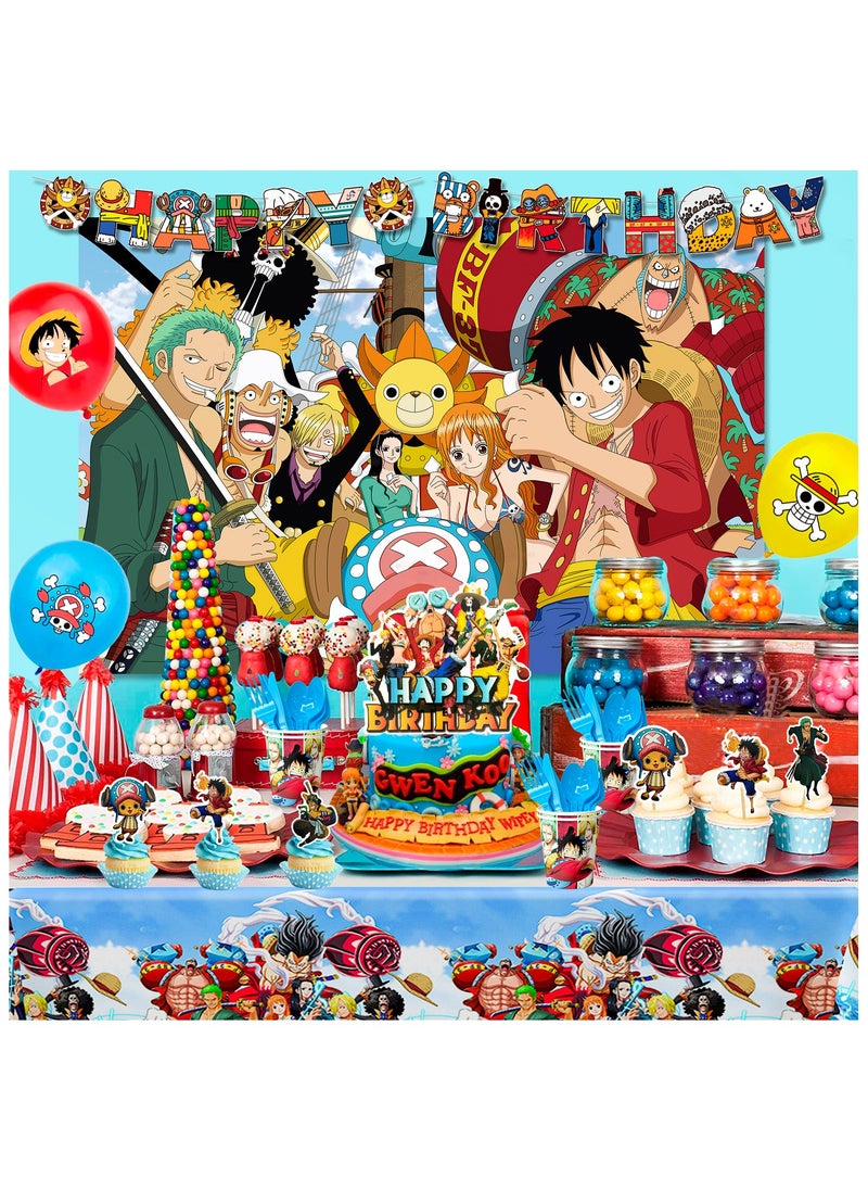 FRUITFUL PARTY - One Piece Birthday Decorations for 10 Guests, 112pcs One Piece Party Disposable Tableware Set Anime Themed Birthday Party Supplies - Image 1