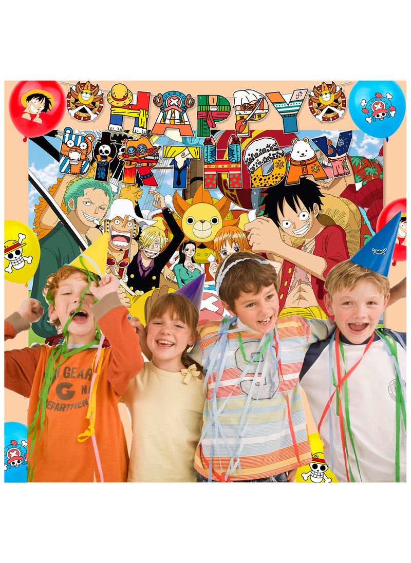 FRUITFUL PARTY - One Piece Birthday Decorations for 10 Guests, 112pcs One Piece Party Disposable Tableware Set Anime Themed Birthday Party Supplies - Image 1