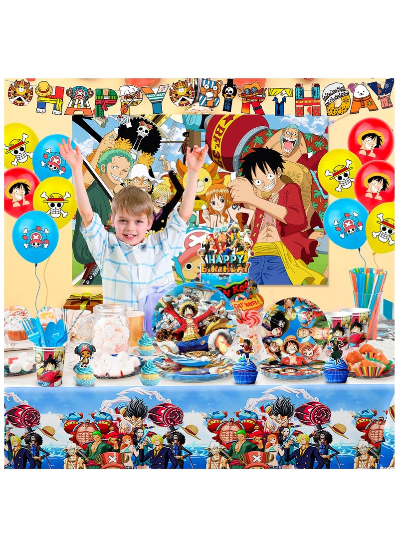 FRUITFUL PARTY - One Piece Birthday Decorations for 10 Guests, 112pcs One Piece Party Disposable Tableware Set Anime Themed Birthday Party Supplies - Image 1