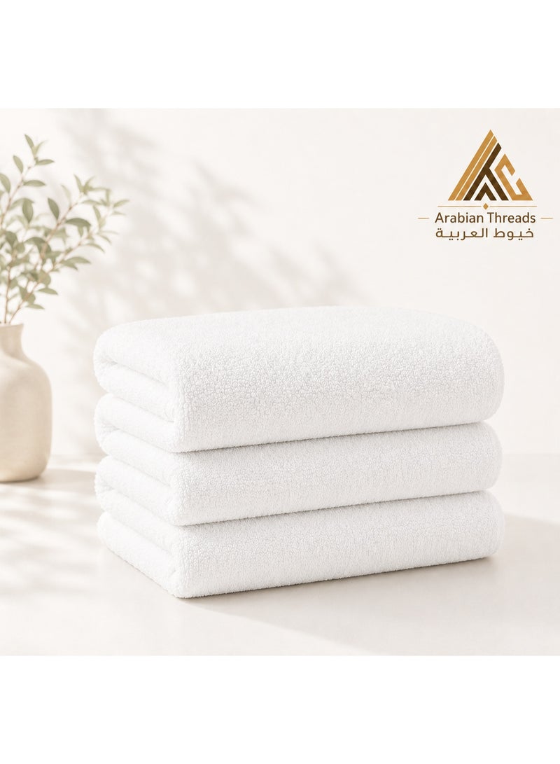 3 White Hand Towels – 100% Cotton, Soft & Absorbent – 50x80 cm - Image 1