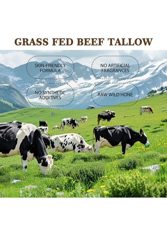 YAFUSIPE Beef Tallow and Honey Balm for Skin Daily Facial Moisturizer Natural Organic Grass-Fed Whipped Tallow Balm Blend Face Cream Body Lotion Skin Care for Women Hydrates and Nourishes 4.23OZ - Image 4