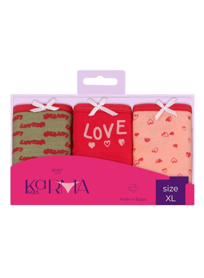 Karma Pack of 3 Printed Cotton Brief Panties Underwear for Women  - Image 1