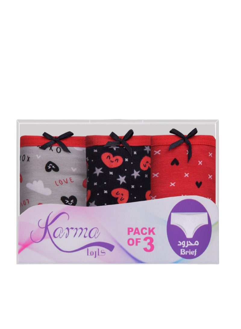 Karma Pack of 3 Printed Cotton Brief Panties Underwear for Women  - Image 4