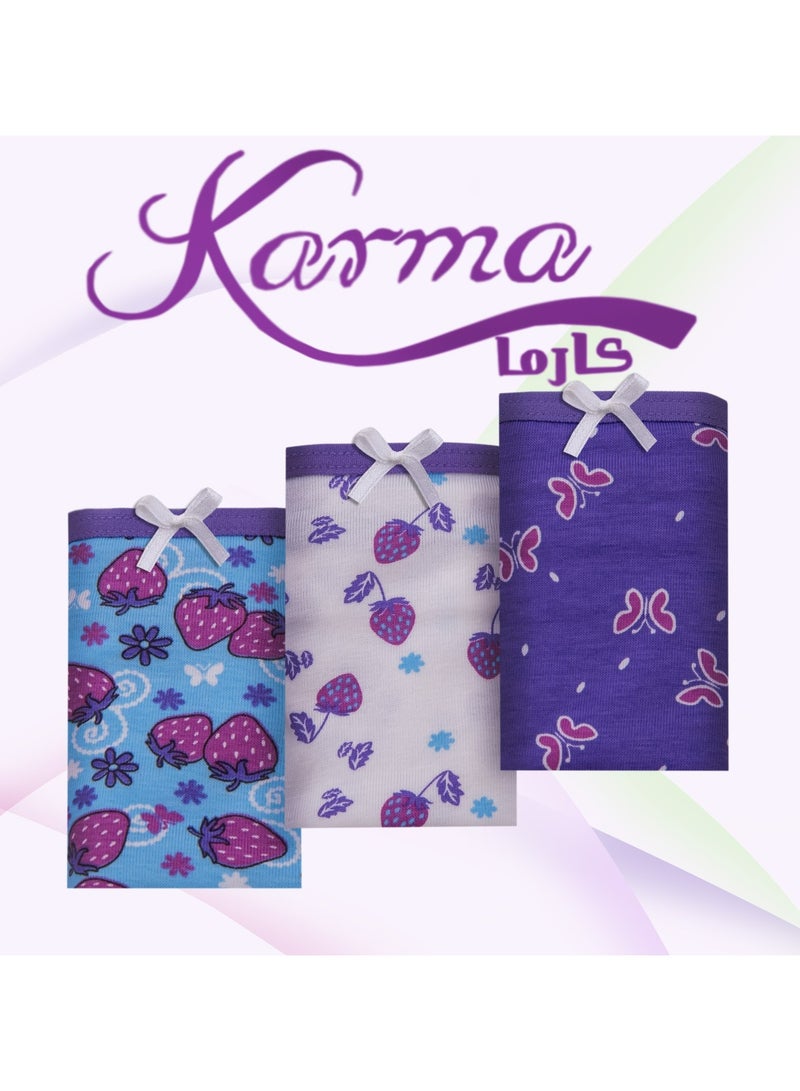 Pack of 3 Printed Cotton Brief Panties Underwear for Women
