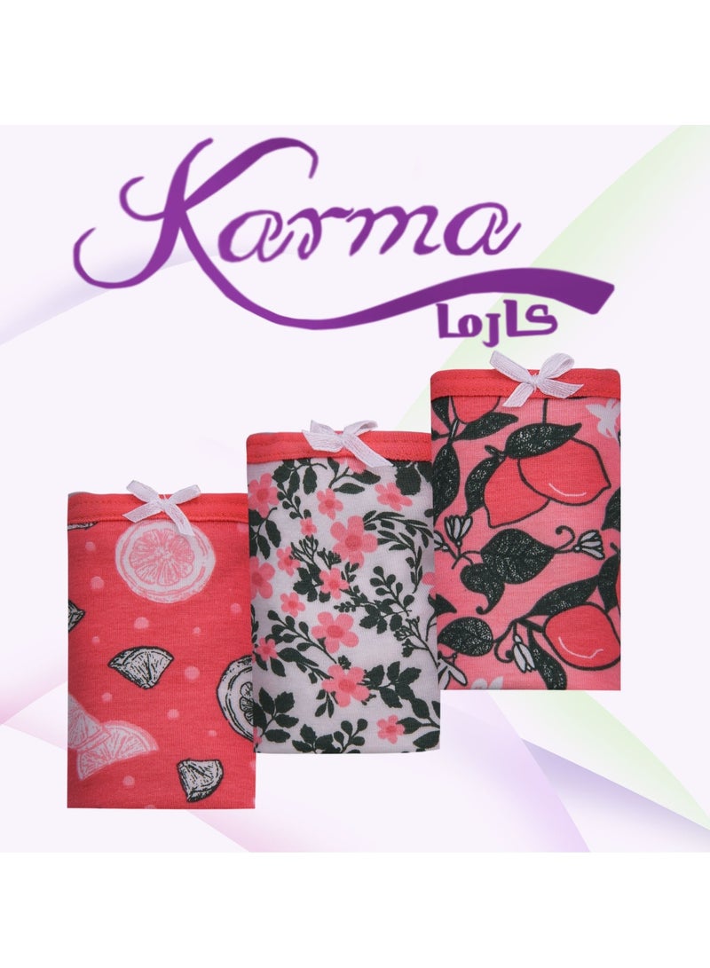 Karma Pack of 3 Printed Cotton Brief Panties Underwear for Women  - Image 5
