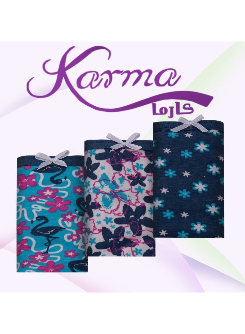 Pack of 3 Printed Cotton Brief Panties Underwear for Women