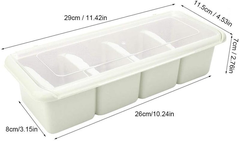 comfrt Spice Boxes for Kitchen, 4 Compartments Seasoning Containers with Lids and Spoon (Green) - Image 4
