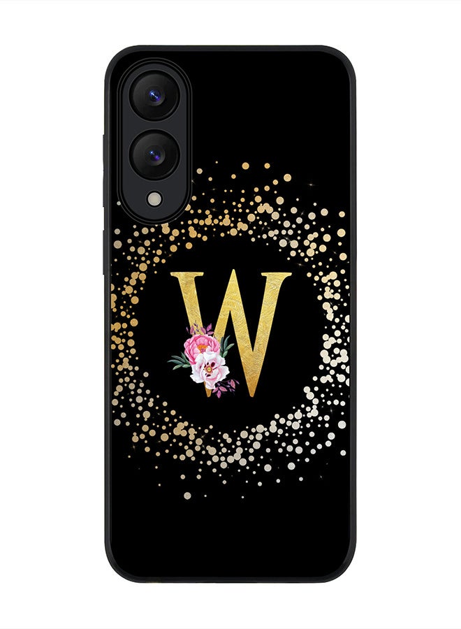 Stylizedd For Samsung Galaxy S25 Edge Case,Slim fit Camera Protection, Shockproof Thin Phone cover  - Custom Monogram Floral - W ( Black )