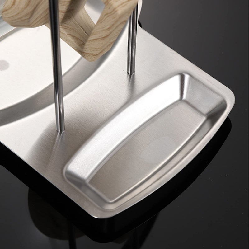 Arabest Spoon Rest and Pot Lid Holder, Stainless Steel Pan Pot Cover Lid Rack Shelf Stand Holder Spoon Holder, Utensil Rest Stove Organizer Storage Soup Spoon Rests Kitchen Tool - Image 2