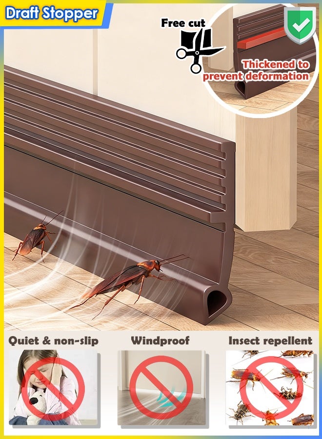 Purrhappy 1/2/3pcs 100CM Door Draft Stopper Under Door Seal Sweep for Exterior & Interior Doors, Hard-Soft TPE Door Air Blocker with Airtight Sealing for Dust/Noise Insulation, Fits 0-28MM Gaps, Brown - Image 1