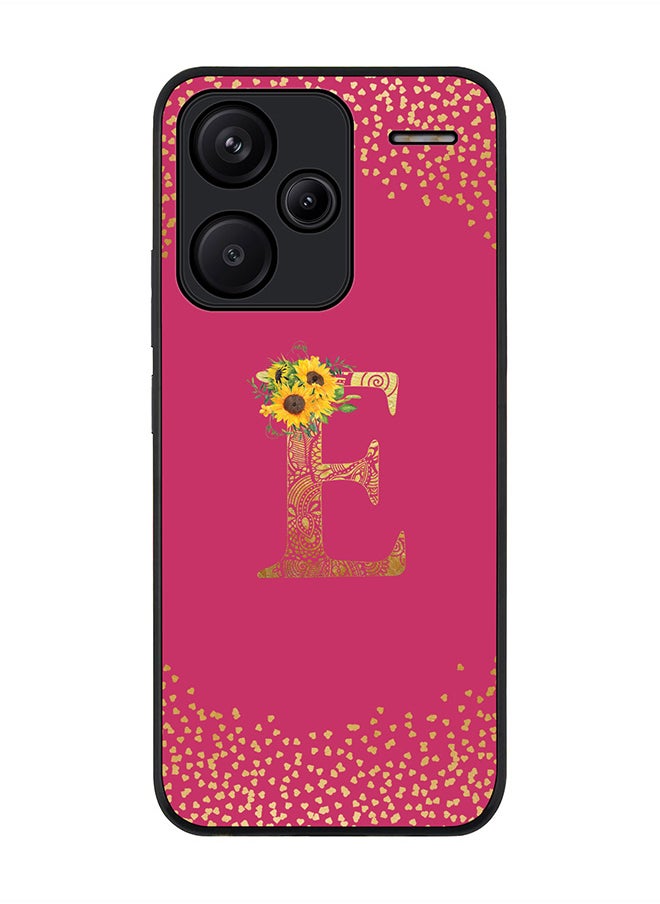 Stylizedd - Rugged Case for Xiaomi Redmi Note 13 Pro Plus Case Cover- Custom Monogram Initial Letter Mandala Floral Pattern Alphabet - E(Deep Pink Rose) - Image 1