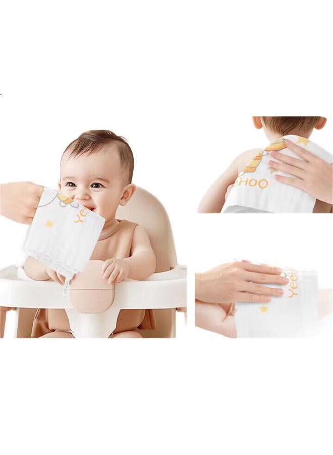 YEEHOO Baby Drool Bib, Newborn Pure Cotton Ultra-Soft Small Square Towel, Baby Face Towel, Children'S Gauze Towel, 2-Pack - Image 1