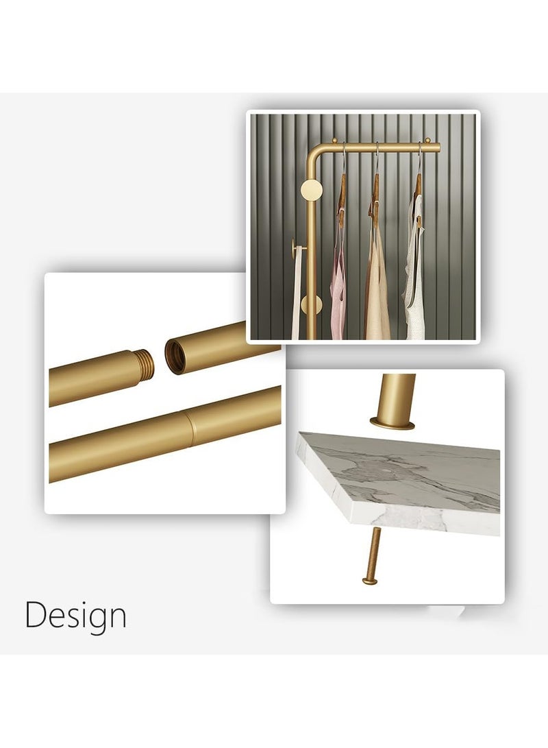 Chulovs Freestanding Coat Rack, Modern Metal Coat Hanger & Natural Marble Base, Ideal for Bedroom, Office, Hallway, Entryway, Living Room - Gold - Image 3