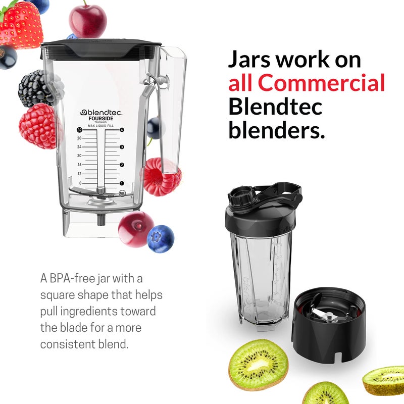 Blendtec 75 oz FourSide Commercial Jar - Four-Sided Replacement Blender Jar - Compatible with Most Blendtec Blenders - 32 oz Blending Capacity - Clear - Image 3