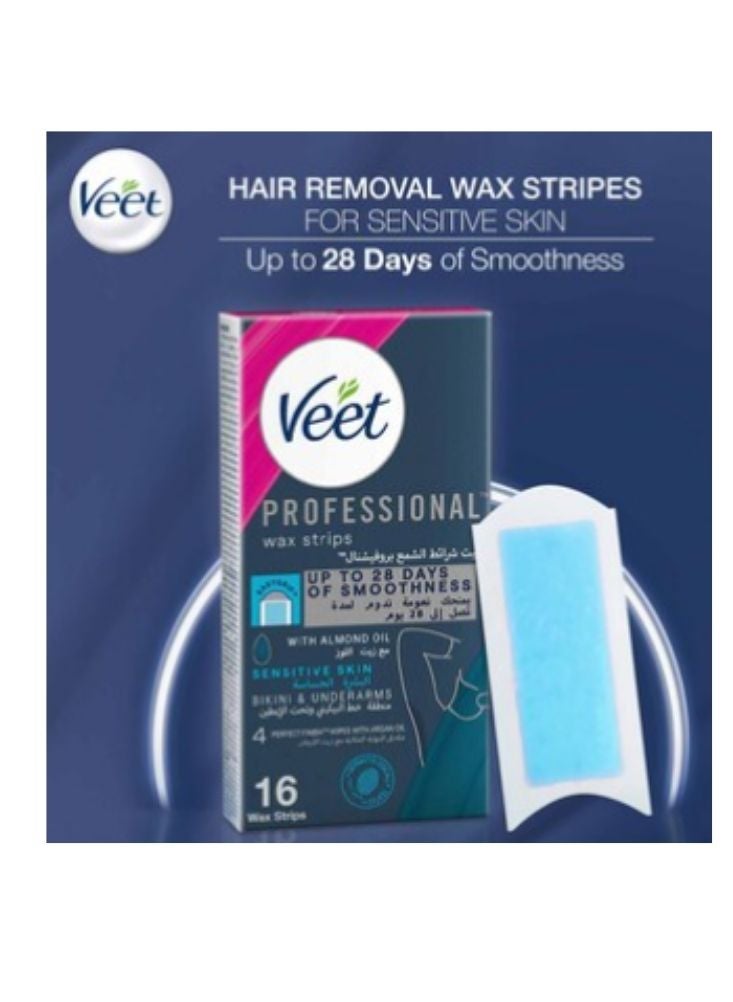 Veet Professional Wax Strips for Sensitive Skin with Almond Oil 20 Strips - Image 4