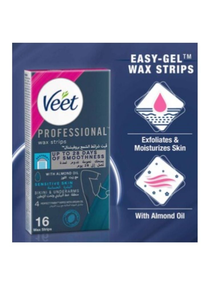 Veet Professional Wax Strips for Sensitive Skin with Almond Oil 20 Strips - Image 2