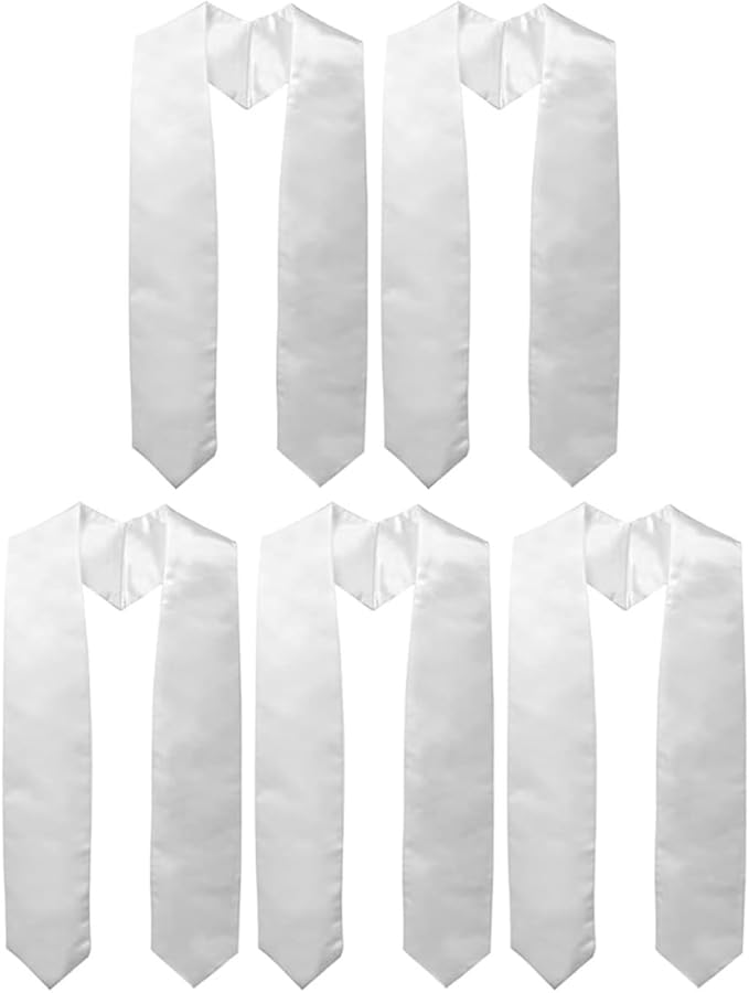 5 Pack Solid Color Graduation Stoles Comfortable Honor Sashes For Ceremony Photos - Image 1