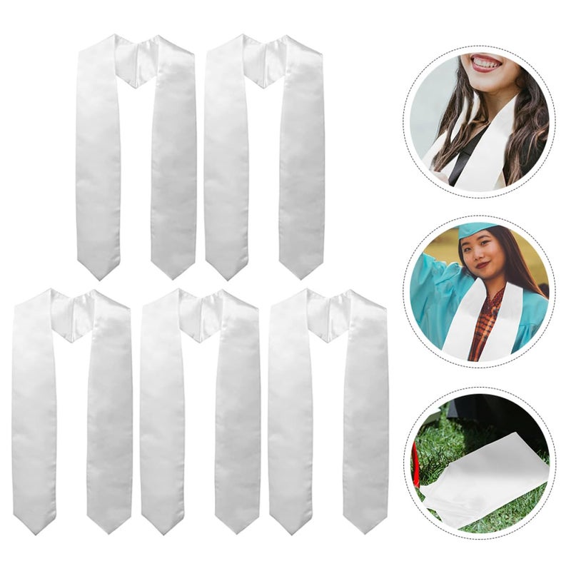 5 Pack Solid Color Graduation Stoles Comfortable Honor Sashes For Ceremony Photos - Image 3