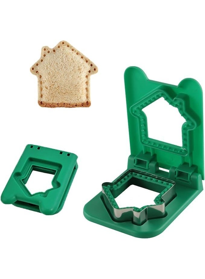 2 in 1 Sandwich Cutter and Sandwich Sealer, Sandwich and Bread Cutter for School, Picnic, Camping, Pancake Making, Kitchen Tools, Cookie and Sandwich Cutter (Green, Home) - Image 3