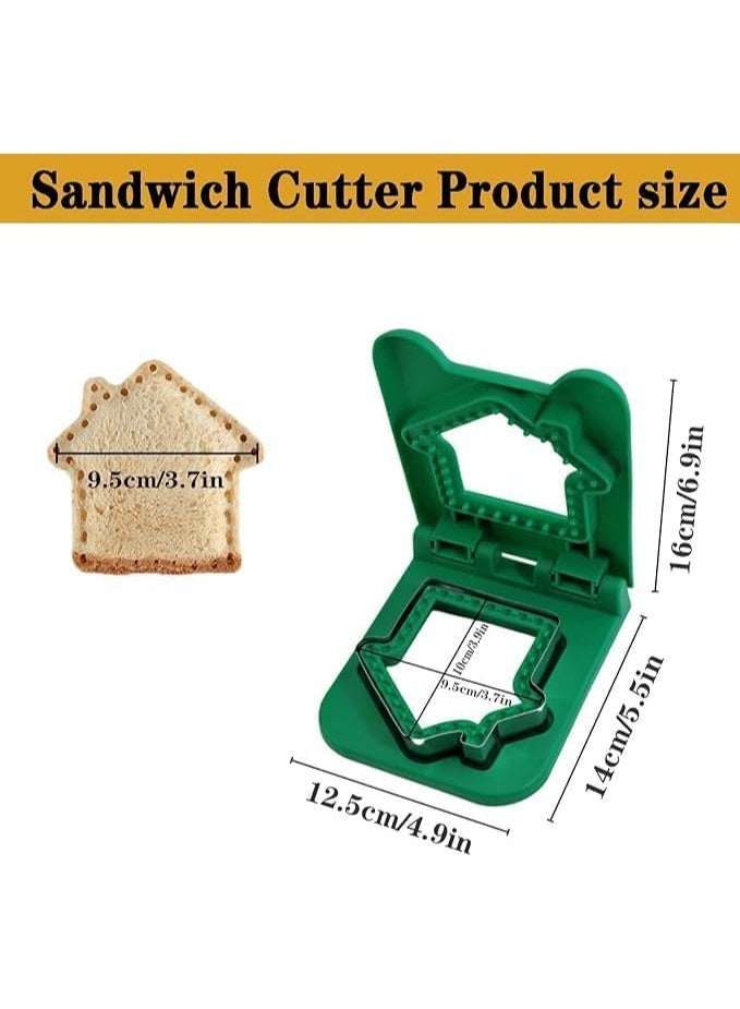 2 in 1 Sandwich Cutter and Sandwich Sealer, Sandwich and Bread Cutter for School, Picnic, Camping, Pancake Making, Kitchen Tools, Cookie and Sandwich Cutter (Green, Home) - Image 2