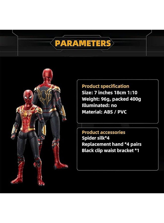 عام دميّة سبايدر مان "لا مكان للذهاب إليه" - سلسلة الأبطال الأسطورية من الأفلام الجديدة لعام 2022 - دمية رائعة بطول 7 بوصات مع مفاصل قابلة للحركة بالكامل، مجموعة فاخرة من ألعاب سبايدر مان (باللونين الذهبي والأحمر). - Image 3