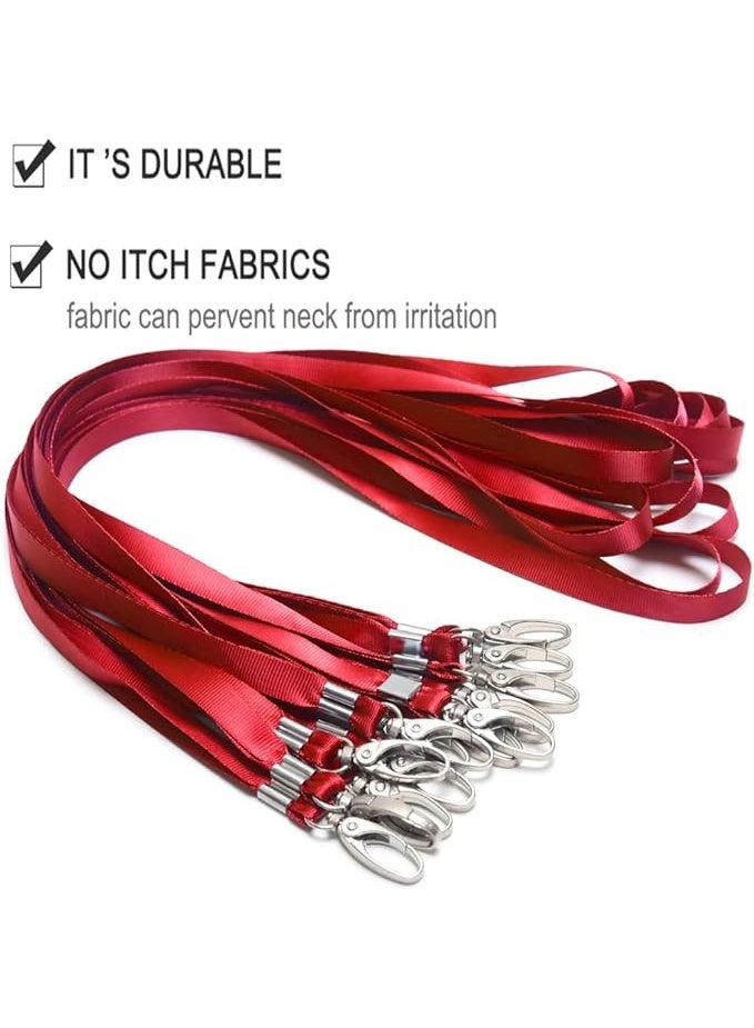 Flat Nylon Lanyards Bulk, with Swivel J-Hook Clip for ID Badges and Key Chains, 25 Pack, (Red) - Image 3