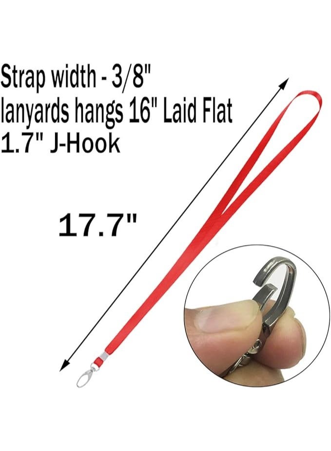 Flat Nylon Lanyards Bulk, with Swivel J-Hook Clip for ID Badges and Key Chains, 25 Pack, (Red) - Image 2