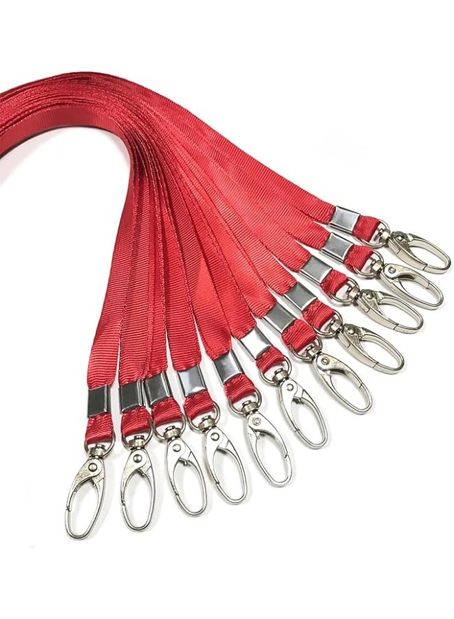 Flat Nylon Lanyards Bulk, with Swivel J-Hook Clip for ID Badges and Key Chains, 25 Pack, (Red) - Image 1