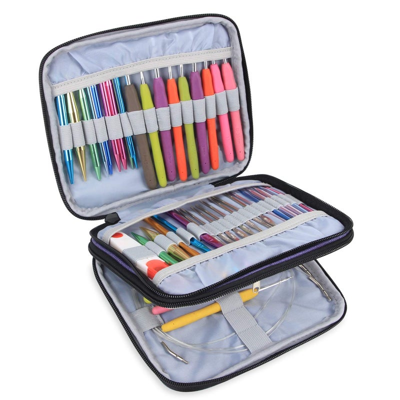 Teamoy Organizer Case for Interchangeable Circular Knitting Needles, Crochet Hooks and Knitting Accessories, Keep All in Place and Easy to Carry, Purple (No Accessories Included) - Image 4