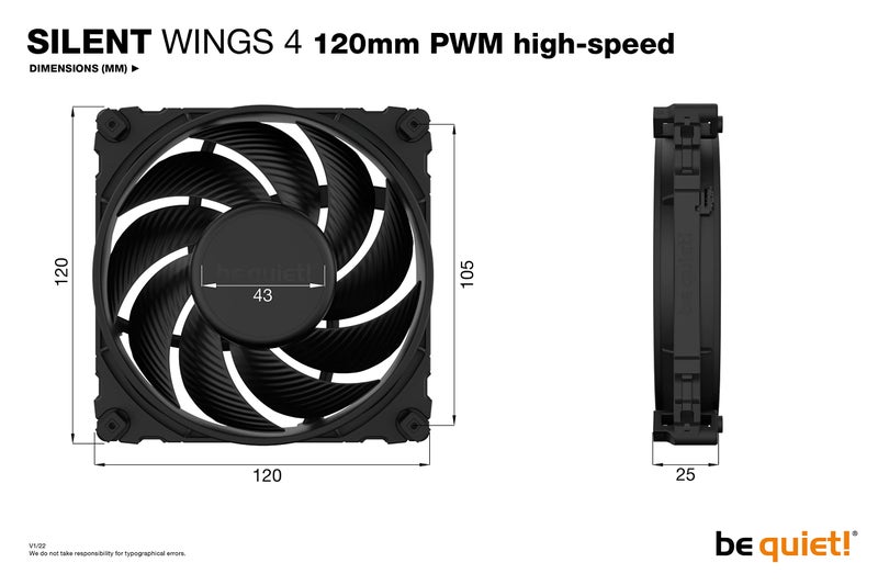be quiet! Silent Wings 4 120mm PWM High Speed 2500 RPM Premium Low Noise Cooling Fan | 4-Pin | BL094 - Image 3