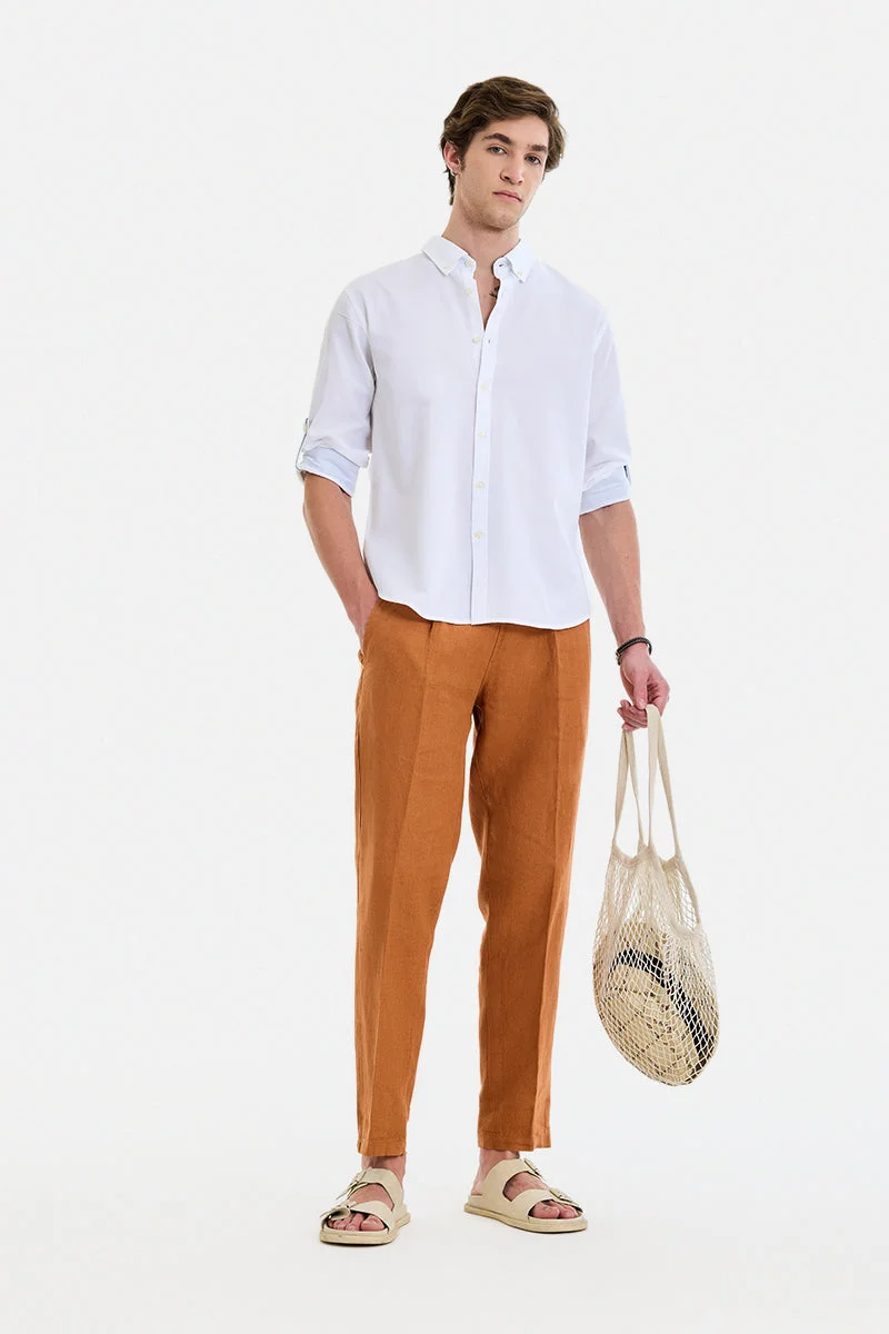 سنيتش Brown Solid Relaxed Trousers