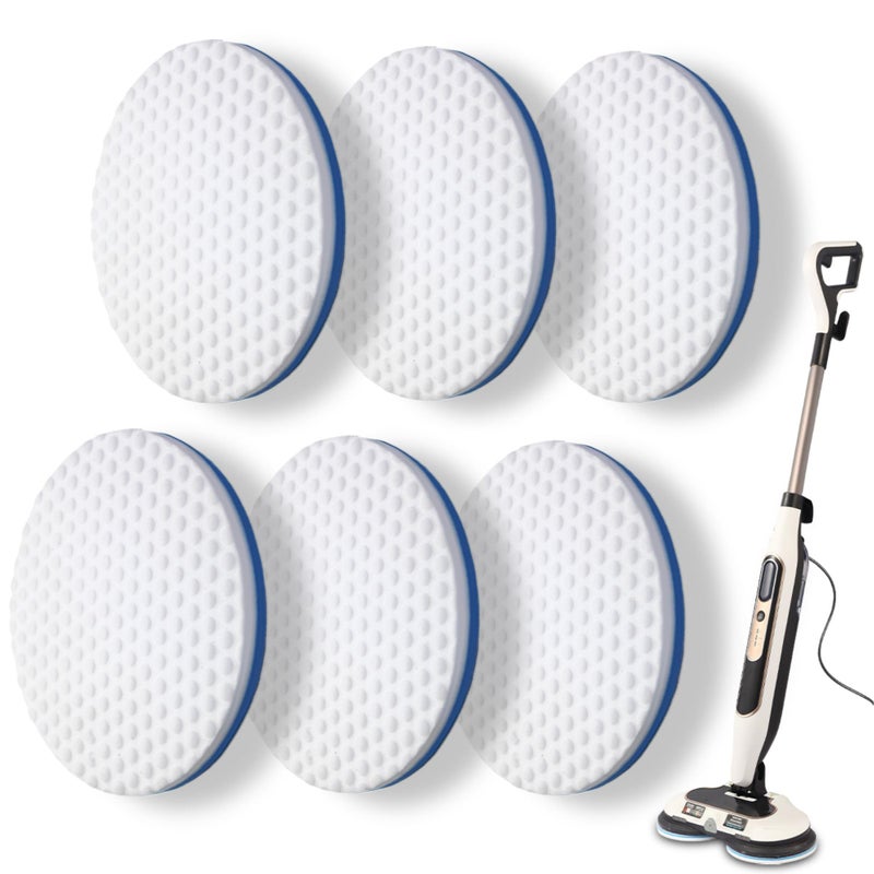 Frescares S7000 Magic Sponge Eraser Steam&Scrub Mop Pads Kit for Shrak,S8201 S8001 S7001 S7201 S7000AMZ S7005 S7020 S7001C All-in-One Hard Floor Steam Mop (6White) - Image 1