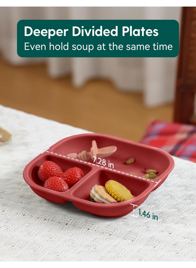 بابيليو أطباق شفط قوية من BABELIO للأطفال والرضع، أطباق مقسمة مصنوعة من السيليكون بنسبة 100% من Food Grand، خالية من مادة BPA، آمنة للاستخدام في الميكروويف وغسالة الأطباق، تبقى ثابتة مع 4 أكواب شفط، عبوة من 3 قطع - Image 4