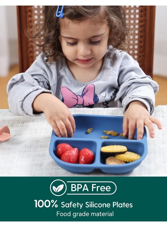 بابيليو أطباق شفط قوية من BABELIO للأطفال والرضع، أطباق مقسمة مصنوعة من السيليكون بنسبة 100% من Food Grand، خالية من مادة BPA، آمنة للاستخدام في الميكروويف وغسالة الأطباق، تبقى ثابتة مع 4 أكواب شفط، عبوة من 3 قطع - Image 2