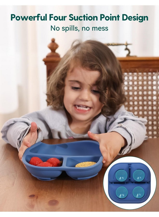 بابيليو أطباق شفط قوية من BABELIO للأطفال والرضع، أطباق مقسمة مصنوعة من السيليكون بنسبة 100% من Food Grand، خالية من مادة BPA، آمنة للاستخدام في الميكروويف وغسالة الأطباق، تبقى ثابتة مع 4 أكواب شفط، عبوة من 3 قطع - Image 3