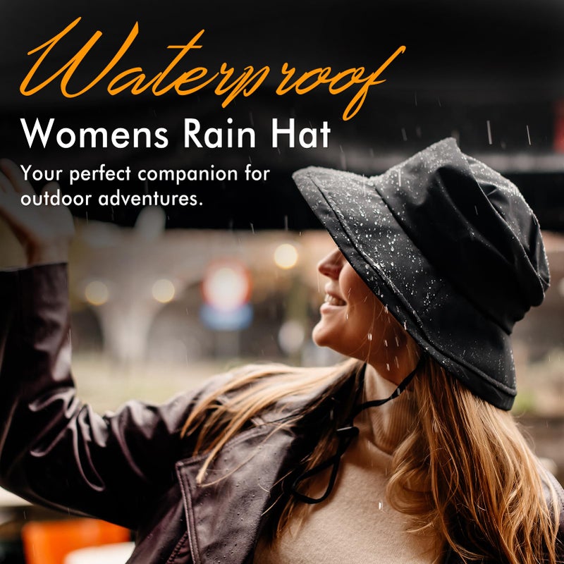 Comhats Rain Hat for Women Waterproof Wide Brim Sun Hats for Ladies UPF 50+ Summer Traveling Bucket Hats Beach Foldable Navy Large - Image 2