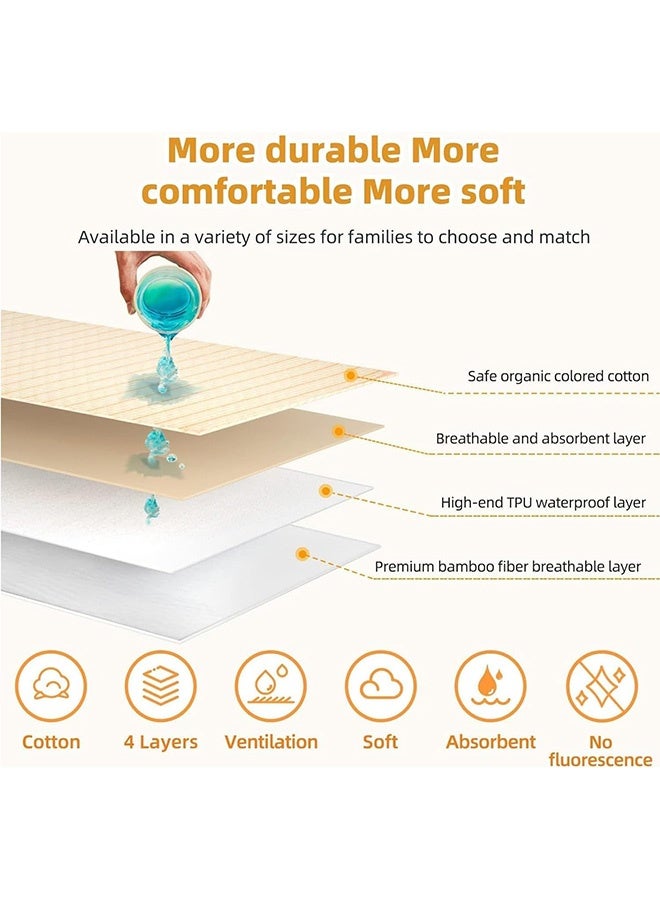 أجريون ​​2 قطعة وسادة سرير مقاومة للماء قابلة لإعادة الاستخدام 70x90 سم، 4 طبقات وسادات تبويل ناعمة للأطفال بسطح قطني 100%، وسادات حماية فراش قابلة للغسل للأطفال، النساء، المسنين، الحيوانات الأليفة، السرير، الأريكة - Image 2