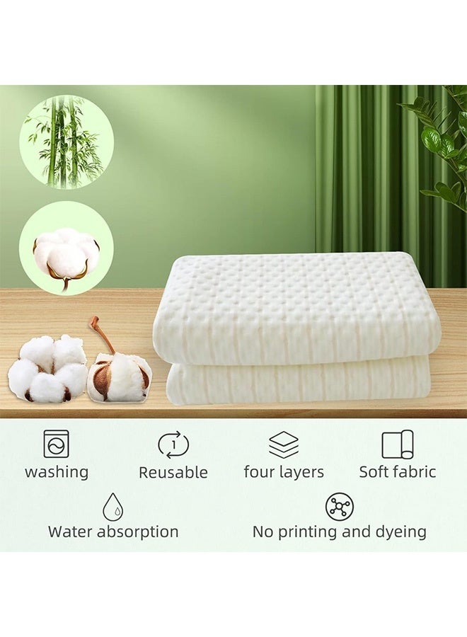 أجريون ​​2 قطعة وسادة سرير مقاومة للماء قابلة لإعادة الاستخدام 70x90 سم، 4 طبقات وسادات تبويل ناعمة للأطفال بسطح قطني 100%، وسادات حماية فراش قابلة للغسل للأطفال، النساء، المسنين، الحيوانات الأليفة، السرير، الأريكة - Image 4