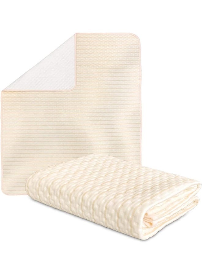 أجريون ​​2 قطعة وسادة سرير مقاومة للماء قابلة لإعادة الاستخدام 70x90 سم، 4 طبقات وسادات تبويل ناعمة للأطفال بسطح قطني 100%، وسادات حماية فراش قابلة للغسل للأطفال، النساء، المسنين، الحيوانات الأليفة، السرير، الأريكة - Image 1