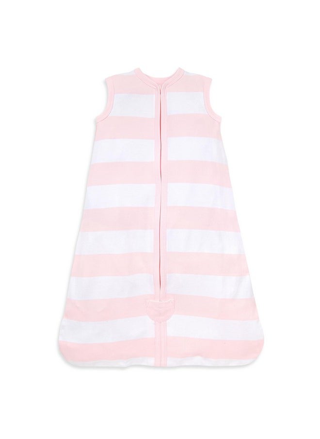 Burt's Bees Baby - Burt's Bees Baby Baby Beekeeper Wearable Blanket, 100% Organic Cotton, Swaddle Transition Sleeping Bag, Rugby Stripe Blossom, Small - Image 1