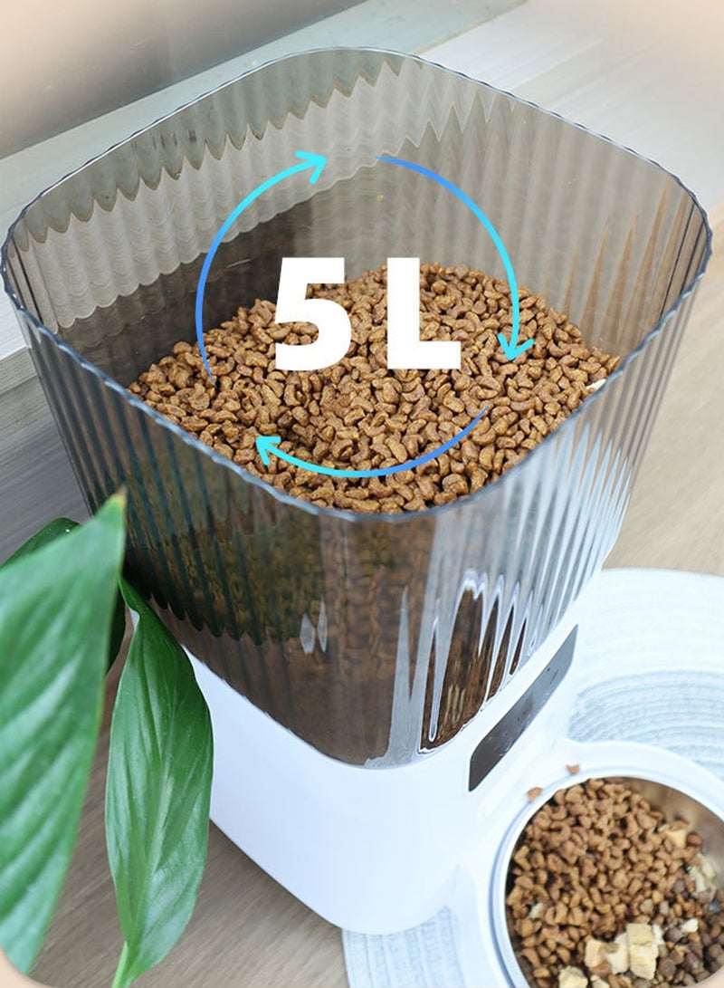 كيدل التلقائي موزع الحبوب الجافة الكلب ، مع اثنين من الفولاذ المقاوم للصدأ وعاء أغذية الحيوانات الأليفة موزع ذكي القط الطاعم ، مع التطبيق واي فاي - Image 3