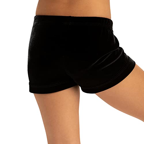GK Stars Girl's Active Shorts | Velvet Stretch Bottoms for Gymnastics and Dance (CM, Black) - Image 2