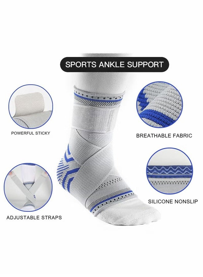 HY 2 Pack Ankle Brace Compression Sleeve, Adjustable Ankle Support for Men & Women, Breathable Ankle Sleeve w/Ankle Strap for Sprained Ankle, Swelling Relief Pain, Plantar Fasciitis, Achilles  - Image 3