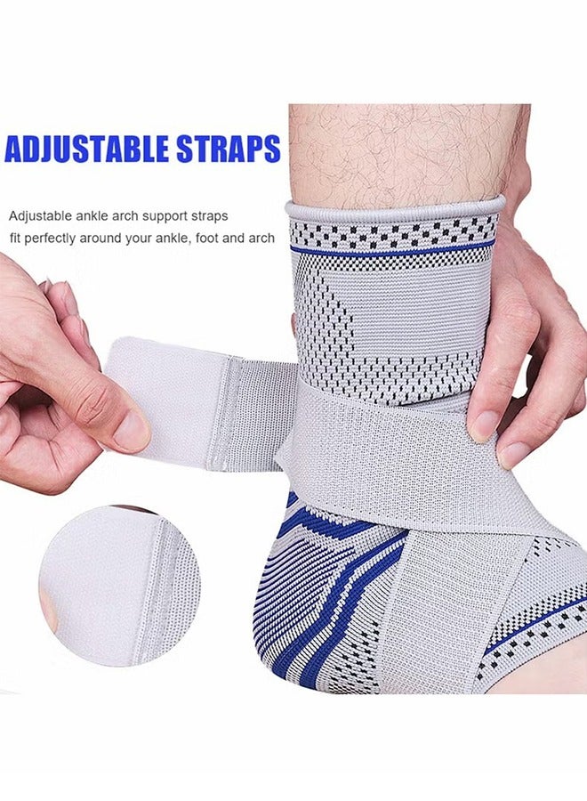 HY 2 Pack Ankle Brace Compression Sleeve, Adjustable Ankle Support for Men & Women, Breathable Ankle Sleeve w/Ankle Strap for Sprained Ankle, Swelling Relief Pain, Plantar Fasciitis, Achilles  - Image 4