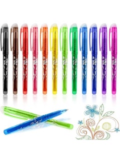 Excefore Erasable Pens Erasable Rollerball Pen 0.5mm Tip Rubber Pen Ink Eraser Pen 12 Colors Erasable Gel Pens for Kids Adults School Supplies Office Stationery Color Hot Water Type Erasable Pen  - Image 1